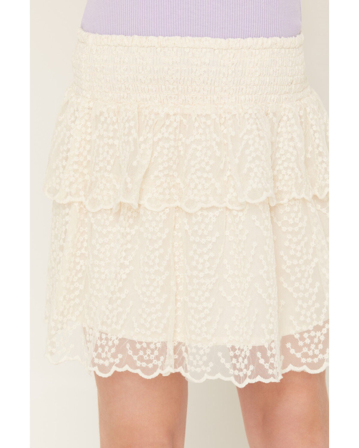 Image #2 - Shyanne Girls Eyelet Ruffle Skirt, Cream, hi-res