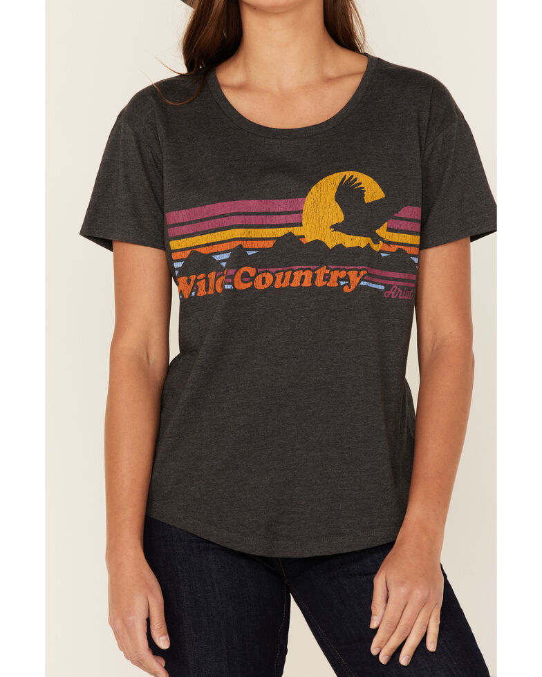 Ariat Women's Wild Country Graphic Tee, Charcoal, hi-res