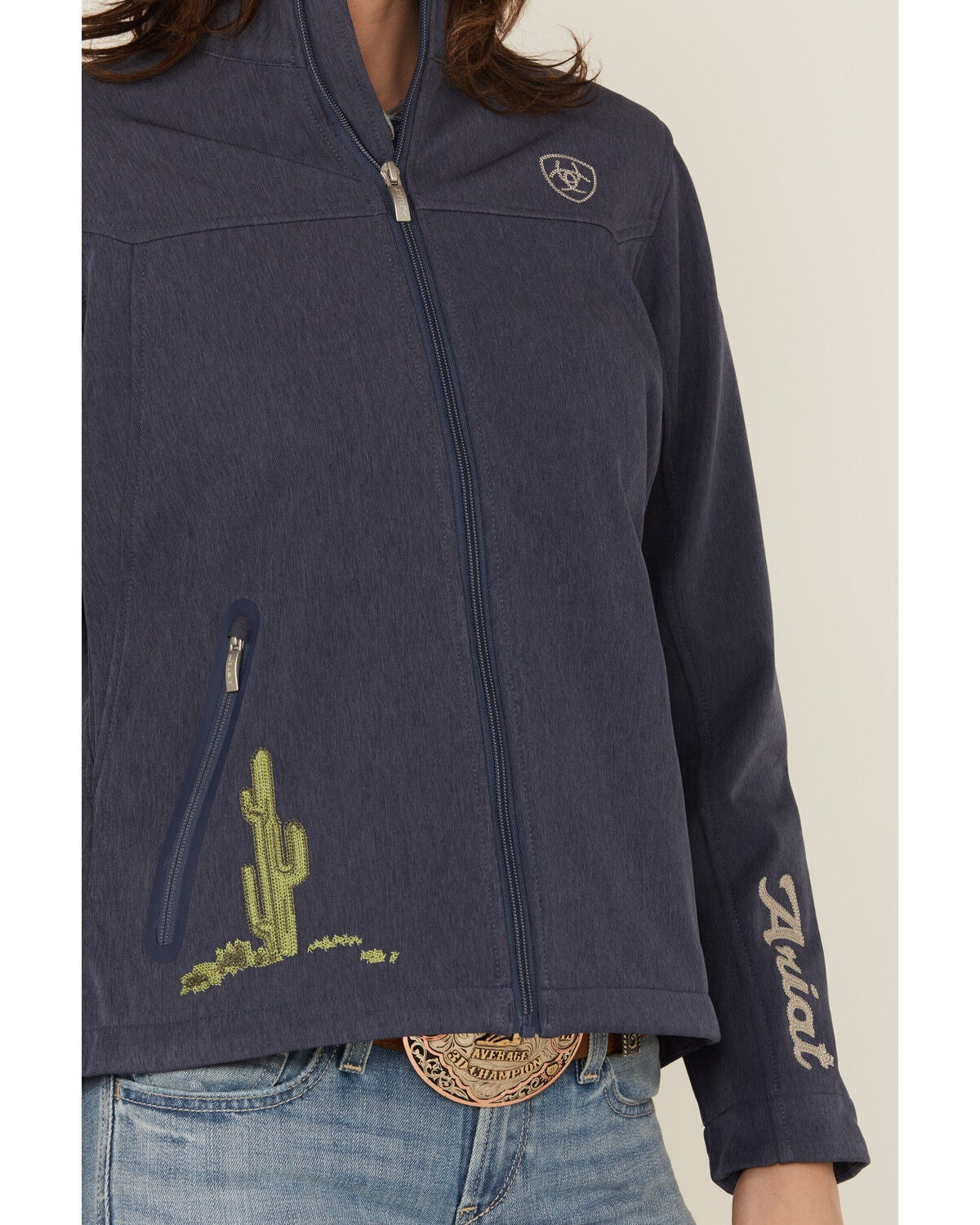 Image #3 - Ariat Women's Team Heritage Softshell Jacket, Blue, hi-res