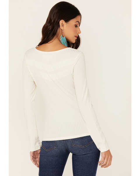 Image #3 - Idyllwind Women's Rolling Meadows Long Sleeve Henley Top , Off White, hi-res