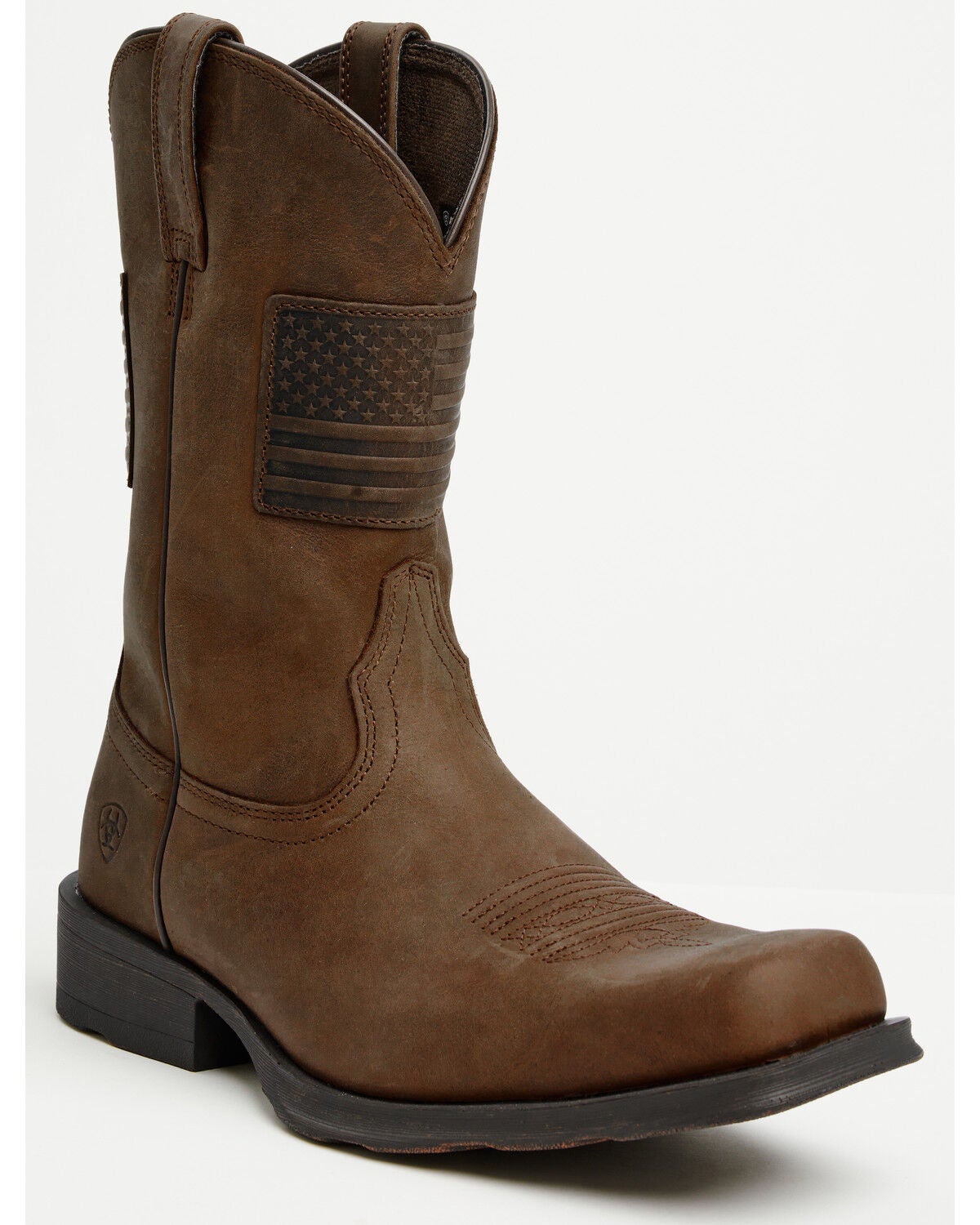 Image #1 - Ariat Men&rsquo;s Rambler Patriot Distressed Western Performance Boots &ndash; Square Toe, Distressed Brown, hi-res