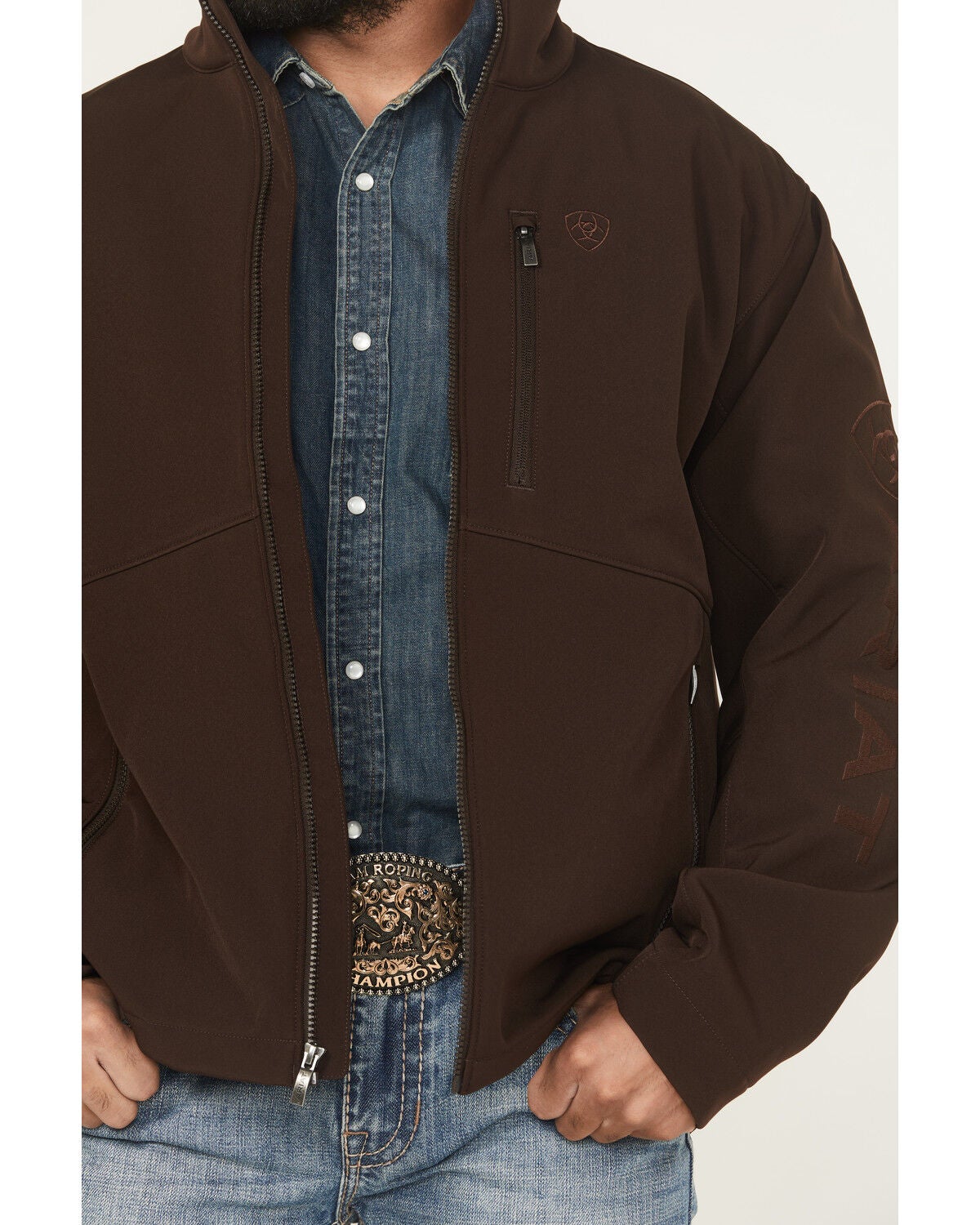 Image #3 - Ariat Men's Solid Concealed Carry Softshell Jacket - Big, Chocolate, hi-res