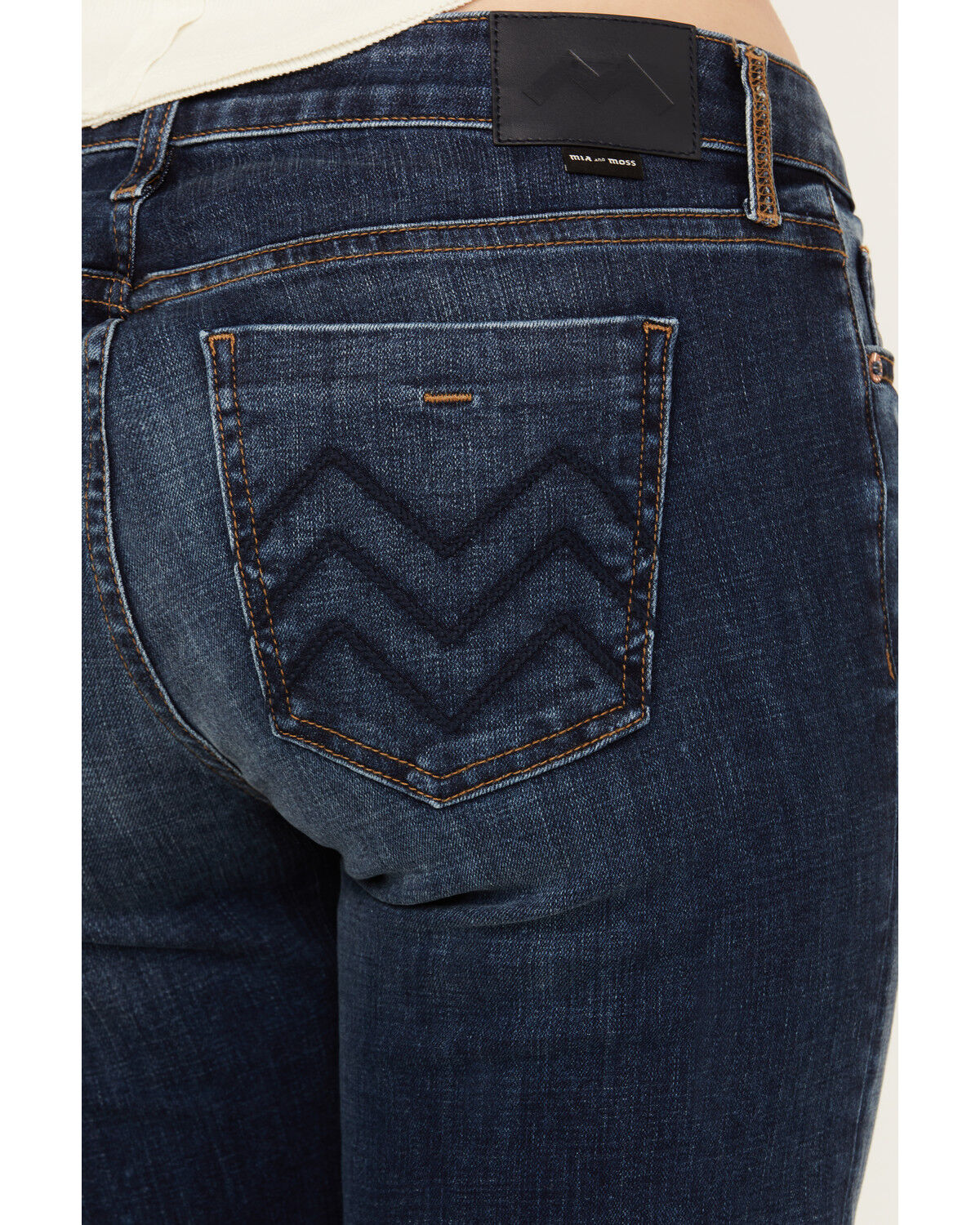 Image #4 - Mia and Moss Women's Spellbound Dark Wash Mid Rise Kick Flare Stretch Jeans, Dark Wash, hi-res
