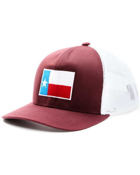 Oil Field Hats' Men's Red & White Texas Flag Patch Mesh-Back Ball Cap , Red, hi-res