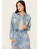 Image #1 - Vibrant Denim Women's Medium Wash Cropped Rhinestone Star Denim Jacket, Medium Wash, hi-res