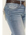 Image #4 - Miss Me Girls' Floral Embroidered Medium Wash Bootcut Stretch Denim Jeans, Medium Wash, hi-res