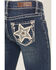 Image #2 - Rock & Roll Denim Girls' Dark Wash Star Embroidered Bootcut Stretch Denim Jeans, Dark Wash, hi-res