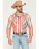 Image #1 - Panhandle Slim Men's Southwestern Striped Long Sleeve Pearl Snap Western Shirt, Red, hi-res
