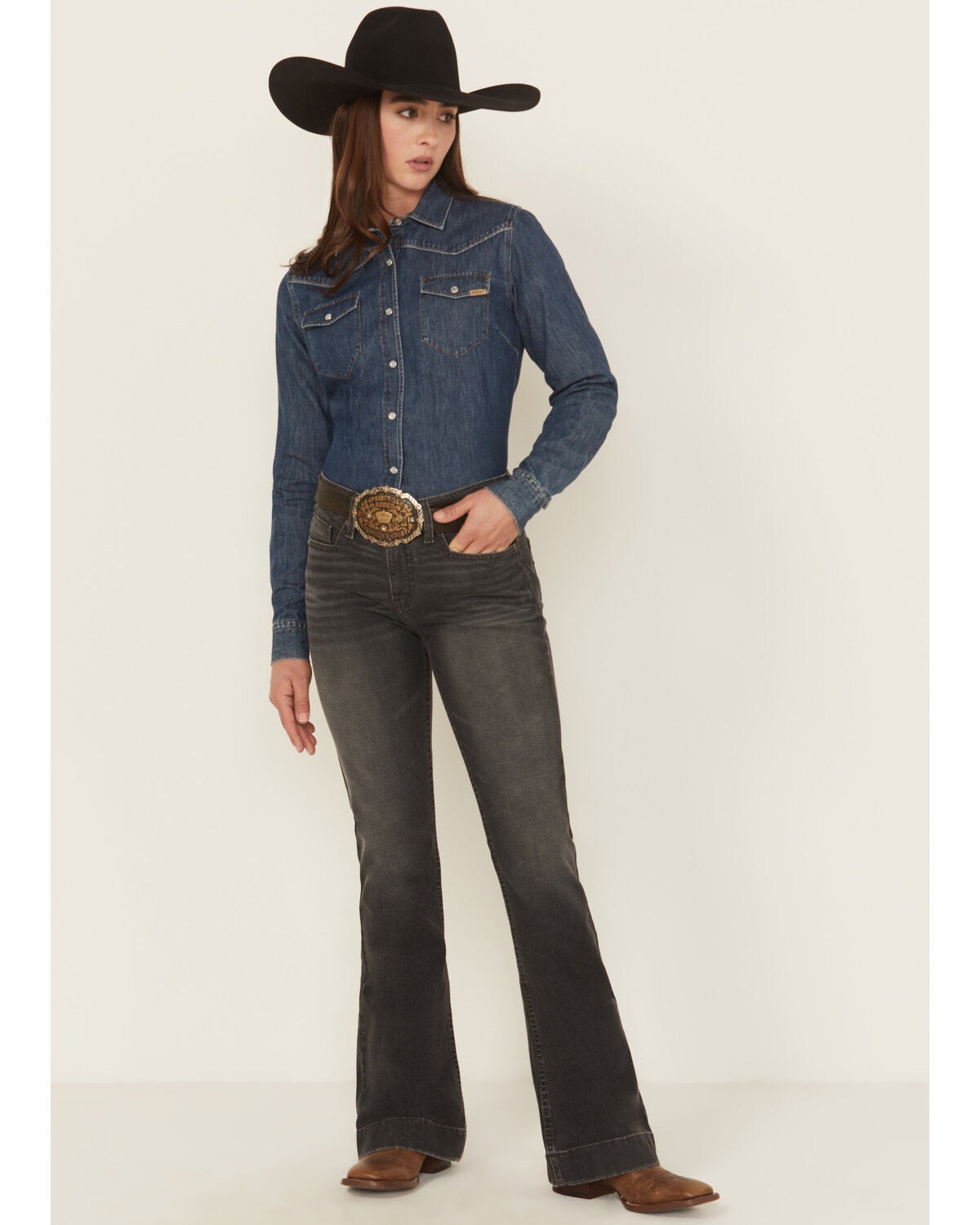 Cinch Women's Lynden Moderate Rise Slim Trouser Stretch Denim Jeans, Black, hi-res