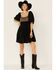 Image #1 - By Together Women's Sequin & Lurex Striped Babydoll Mini Dress, Black, hi-res