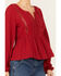 Image #3 - Wild Moss Women's Crochet Trim Top, Red, hi-res