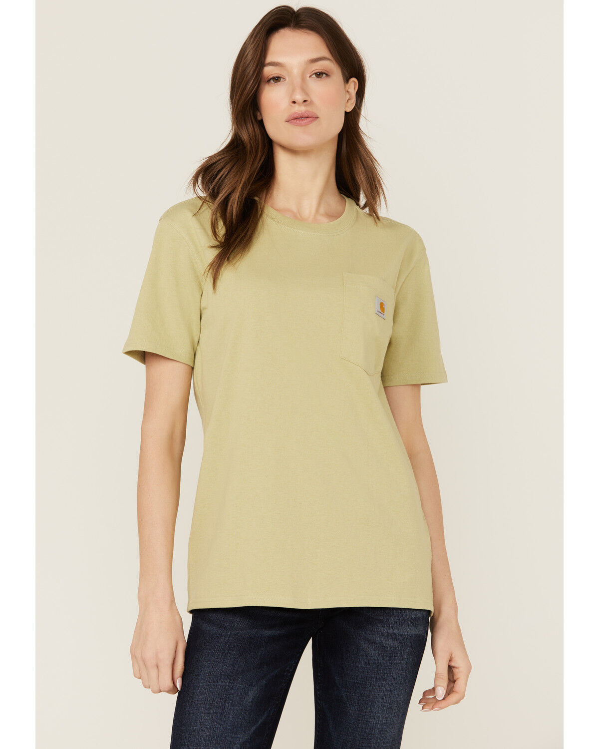 Image #1 - Carhartt Women's Loose Fit Heavyweight Short Sleeve Pocket Tee, Sand, hi-res