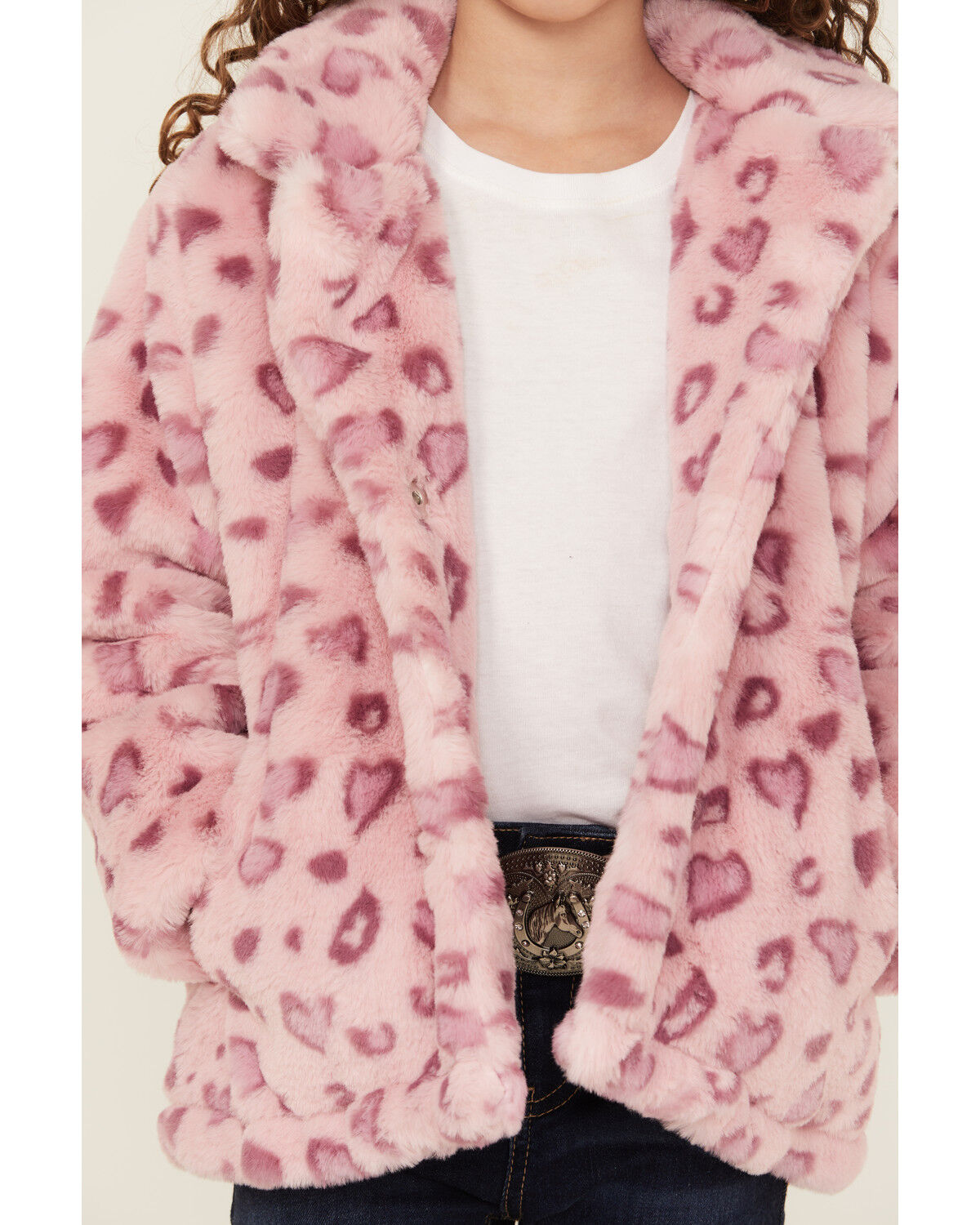 Image #3 - Urban Republic Little Girls' Jaguar Print Faux Fur Jacket, Pink, hi-res