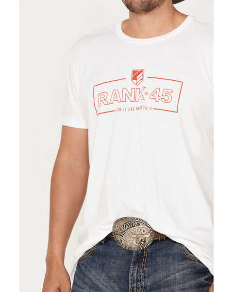 Image #3 - RANK 45® Men's Logo Saying Short Sleeve Graphic T-Shirt, White, hi-res