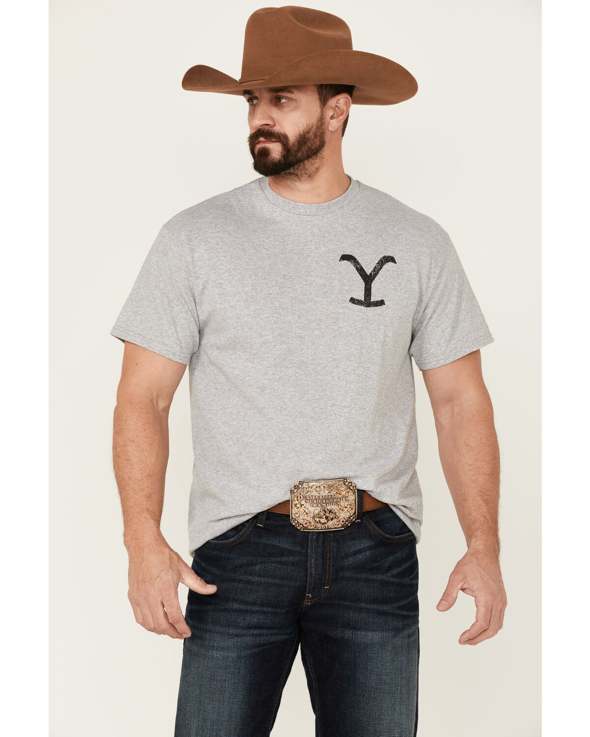 Image #1 - Paramount Network's Yellowstone Men's Rip For The Brand Graphic Short Sleeve T-Shirt, Heather Grey, hi-res