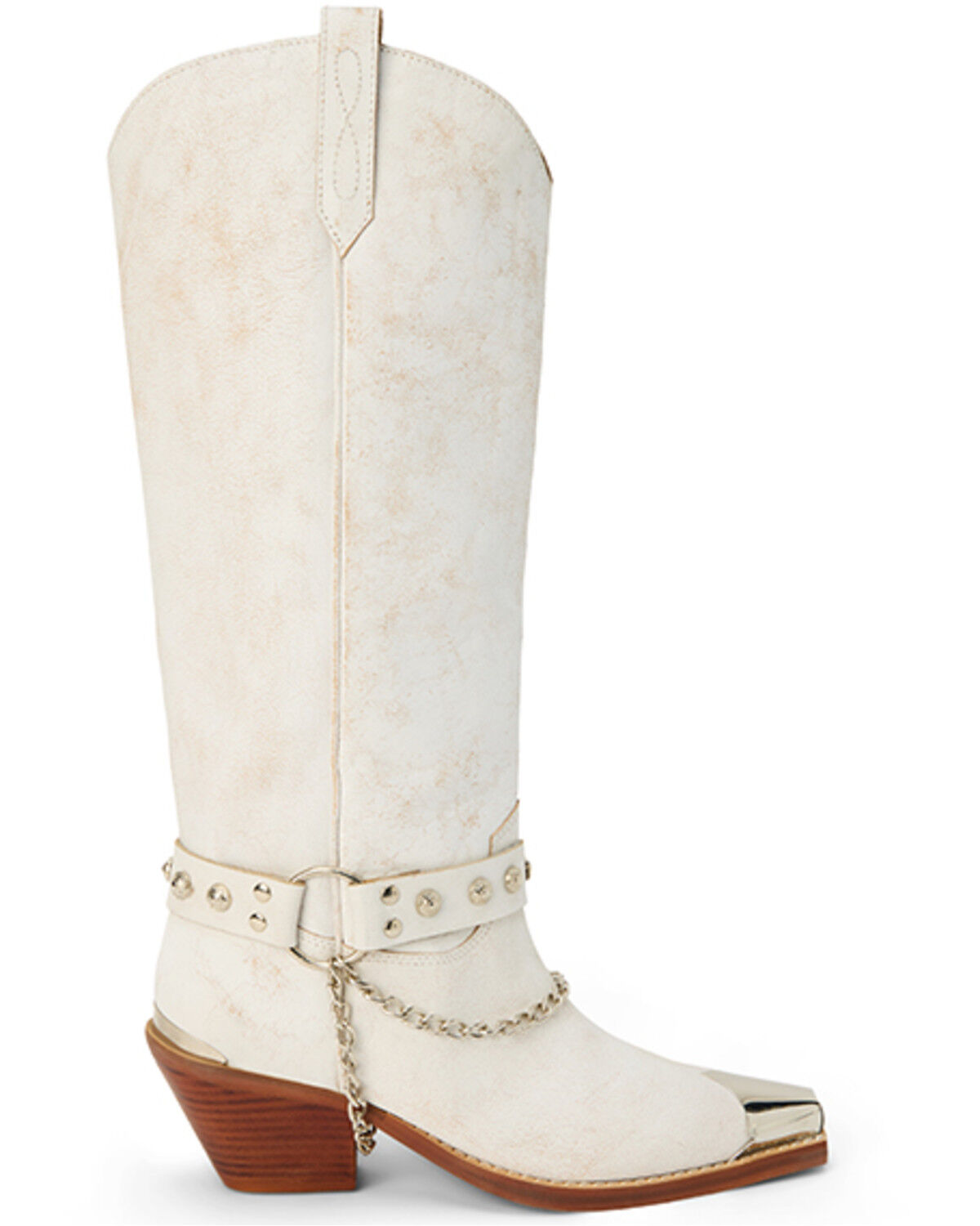Image #2 - Matisse Women's Brazen Distressed Tall Western Boots - Snip Toe, White, hi-res