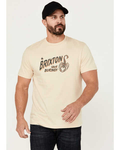 Image #1 - Brixton Men's Vinton Que Bueno Scorpion Short Sleeve Graphic T-Shirt , Cream, hi-res