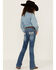 Image #3 - Shyanne Little Girls' Dark Wash Zigzag Pocket Bootcut Jeans, Blue, hi-res