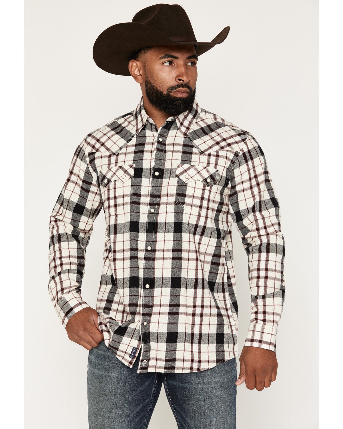 Image #1 - Moonshine Spirit&reg;&nbsp;Men's Austin Plaid Print Long Sleeve Snap Flannel Shirt, Cream, hi-res