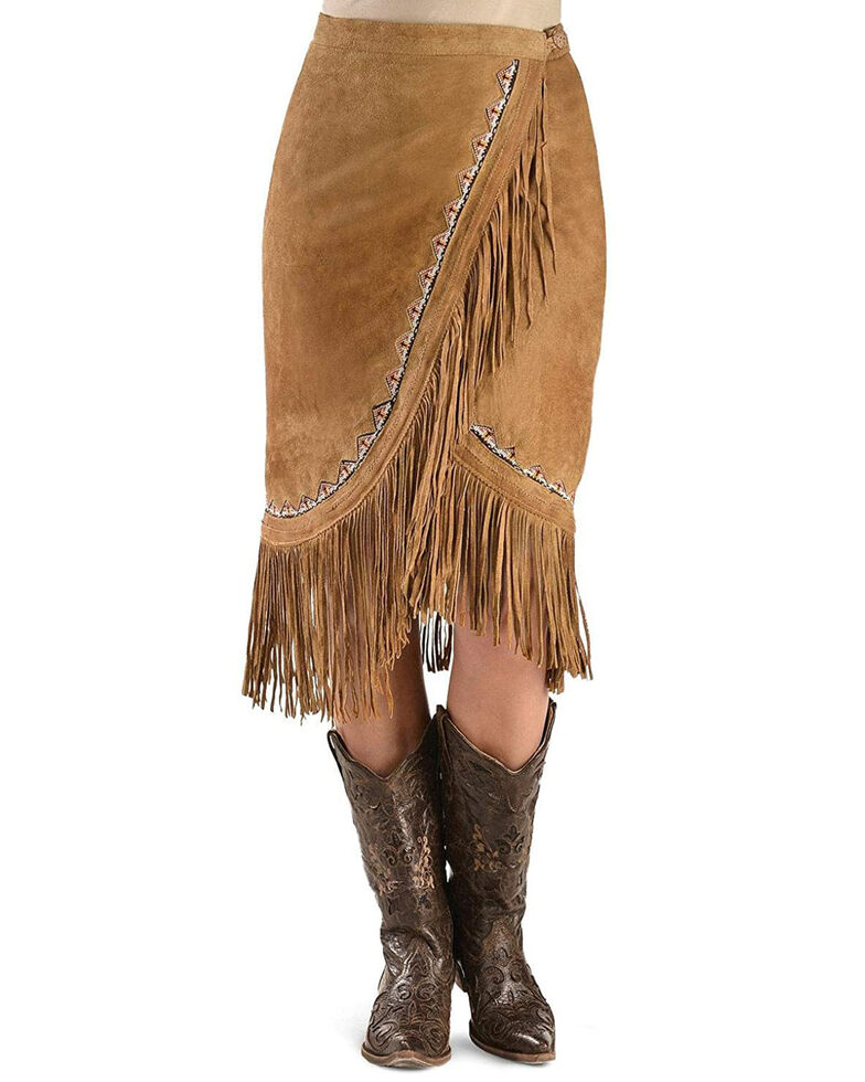 Kobler Leather Women's Yuma Beaded Skirt, Cognac, hi-res