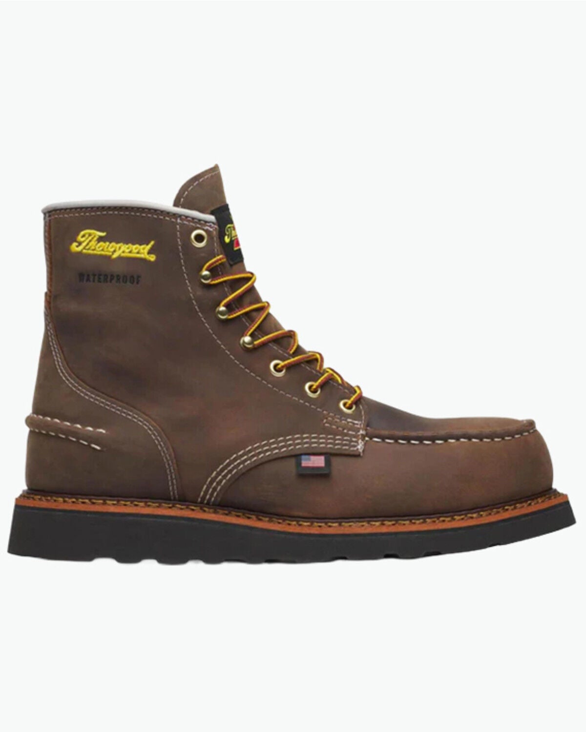 Thorogood Men's 1957 Series 6" Waterproof Moc Work Boots - Steel toe, Brown, hi-res