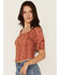 Image #2 - Shyanne Women's Tie-Front Short Sleeve Eyelet Top, Mauve, hi-res