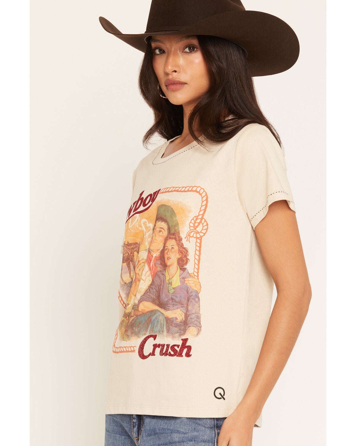 Image #2 - Rodeo Quincy X Boot Barn Women's Cowboy Crush Short Sleeve Graphic Tee, Cream, hi-res