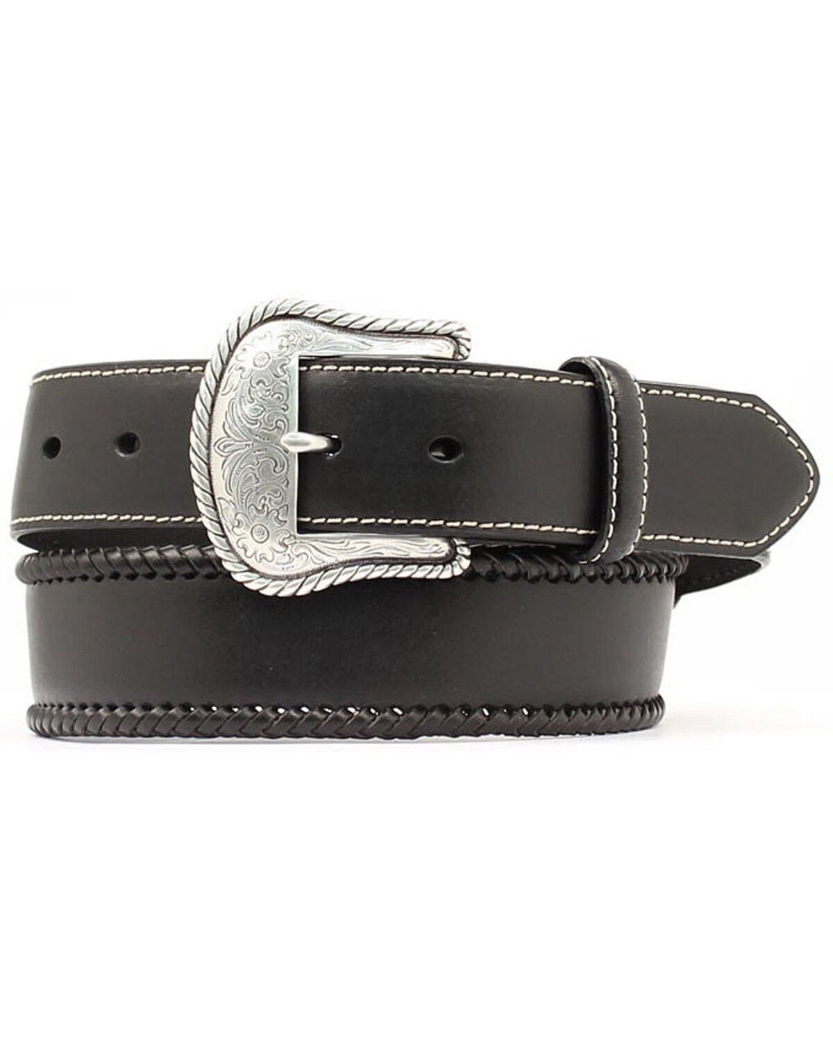Image #1 - Nocona Belt Co. Men's Top Hand Lace Edge Concho Western Belt - Big, Black, hi-res