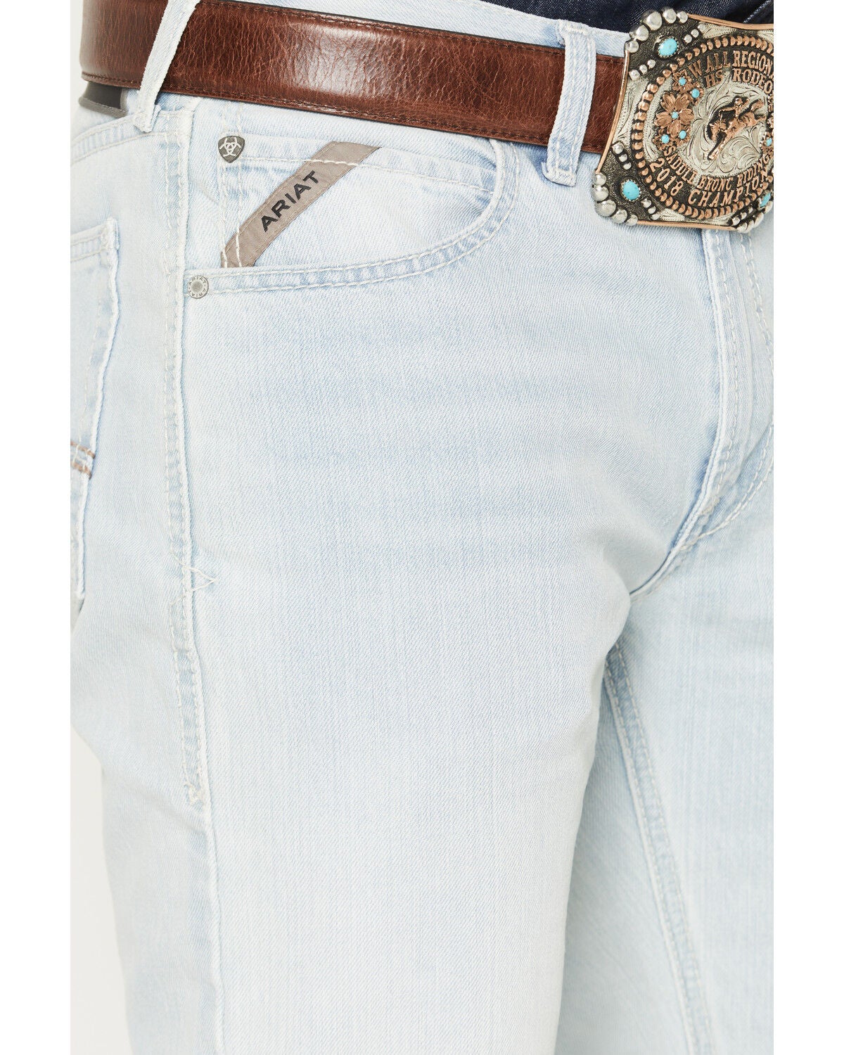 Image #2 - Ariat Men's M5 Newport Judd Super Light Wash Straight Denim Jeans, Light Wash, hi-res