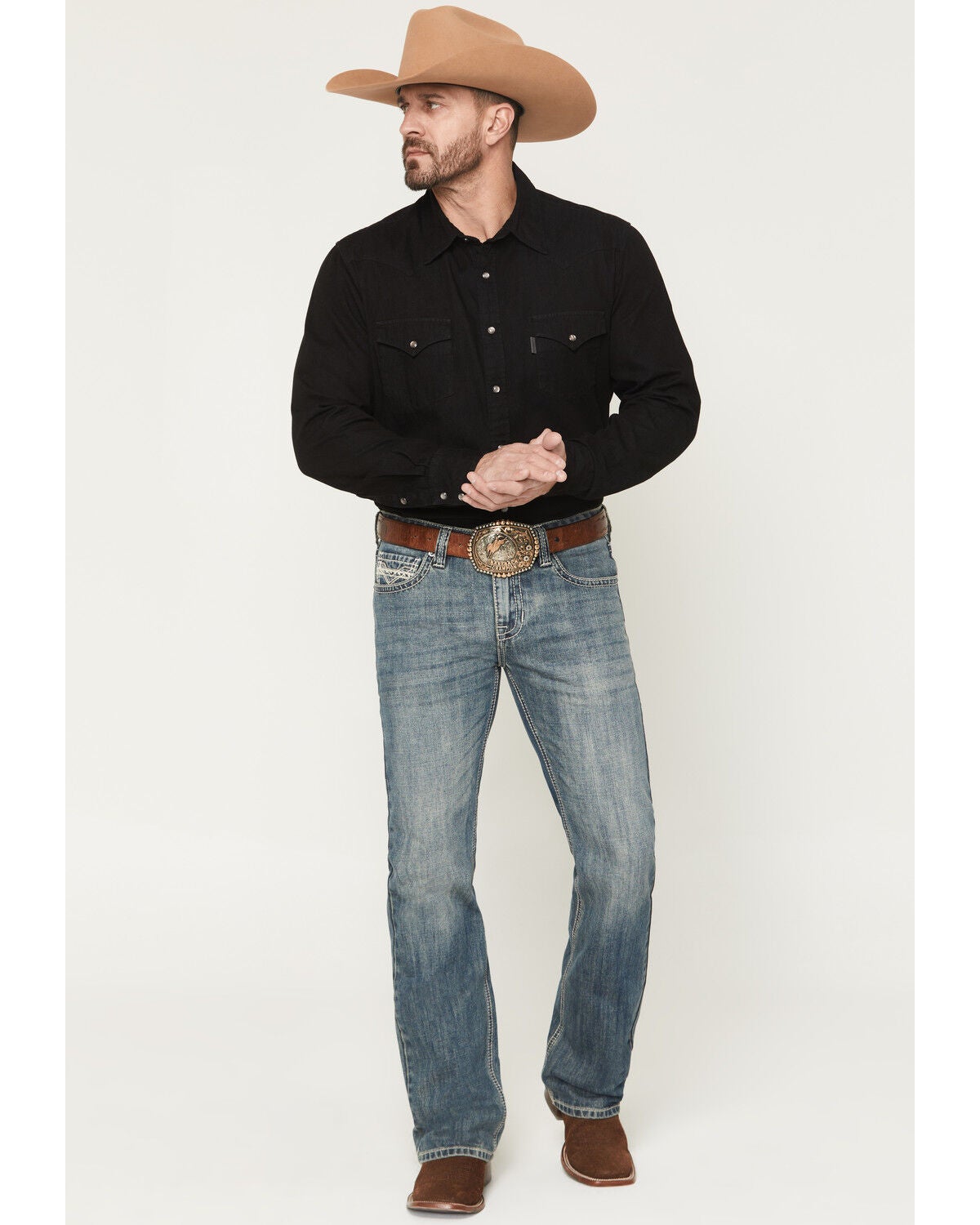 Rock & Roll Denim Men's Pistol Dark Wash Bootcut Denim Jeans, Dark Wash, hi-res