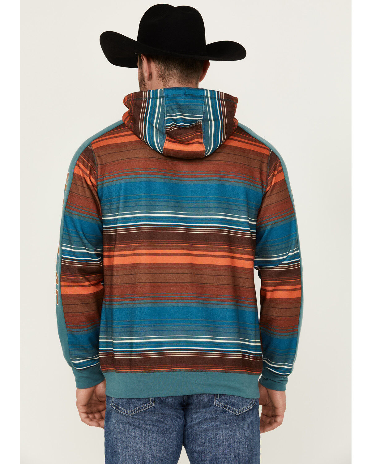 Image #4 - RANK 45® Men's Farmbuck Striped Logo Hooded Sweatshirt, Teal, hi-res