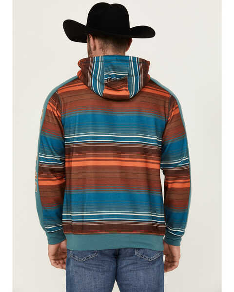 Image #4 - RANK 45® Men's Farmbuck Striped Logo Hooded Sweatshirt , Teal, hi-res