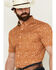 Image #2 - RANK 45® Men's Decker Geo Print Short Sleeve Performance Stretch Button-Down Western Shirt, Gold, hi-res
