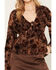 Image #3 - Cleo + Wolf Women's Ruffle Long Sleeve Peplum Top, Brown, hi-res