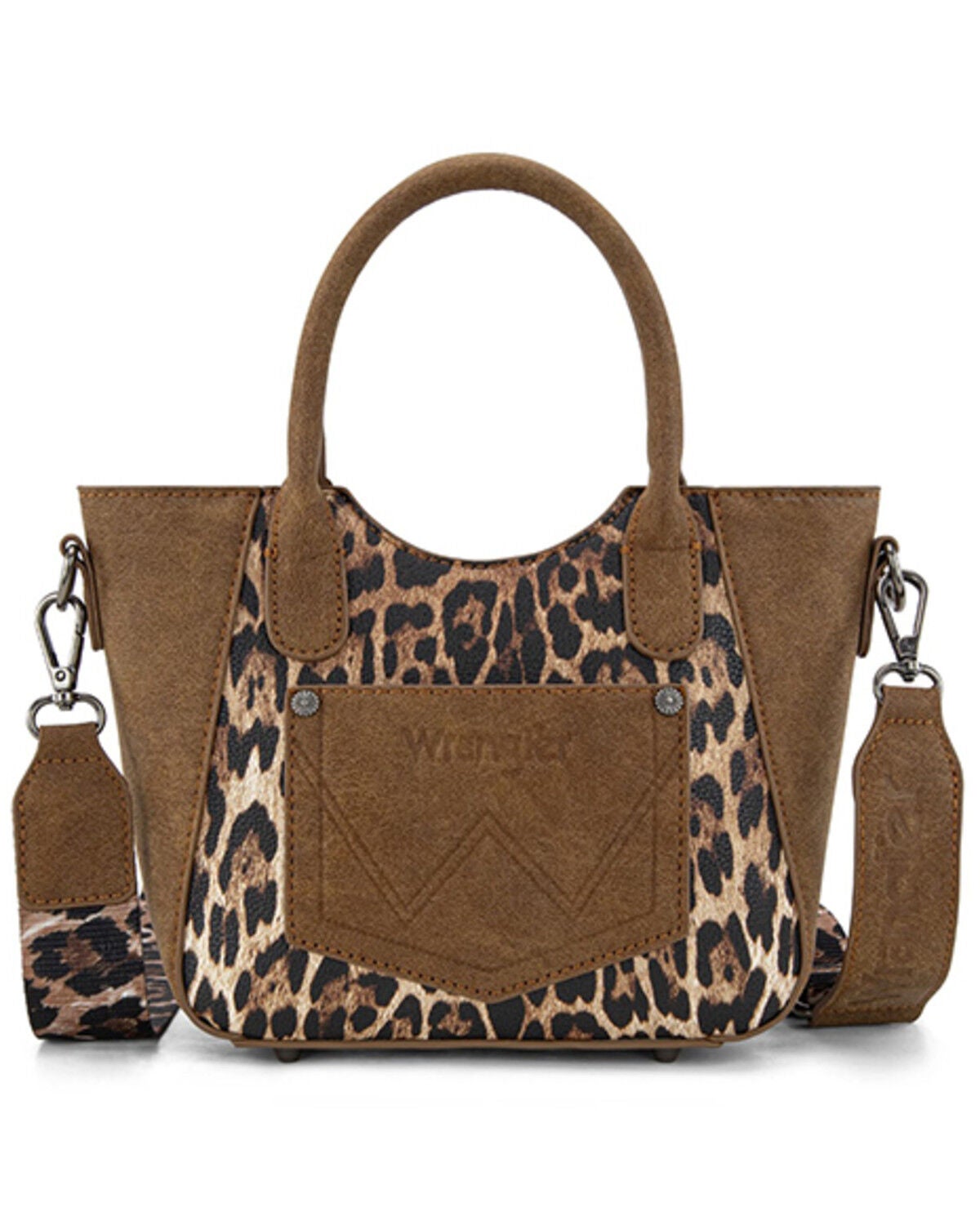 Image #2 - Wrangler Women's Leopard Print Small Crossbody Tote, Brown, hi-res