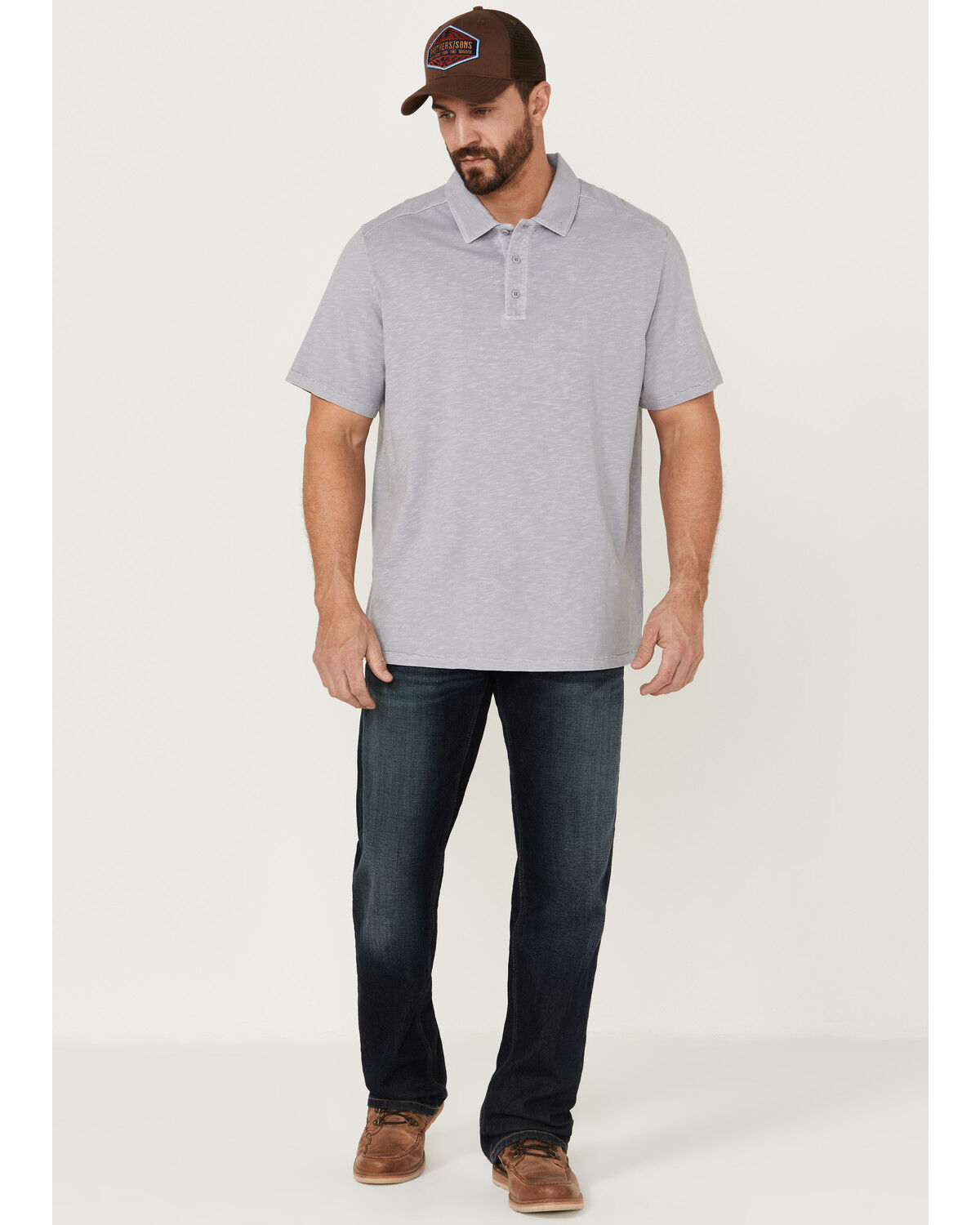 Image #2 - Brothers and Sons Men's Solid Slub Short Sleeve Polo Shirt, Light Grey, hi-res