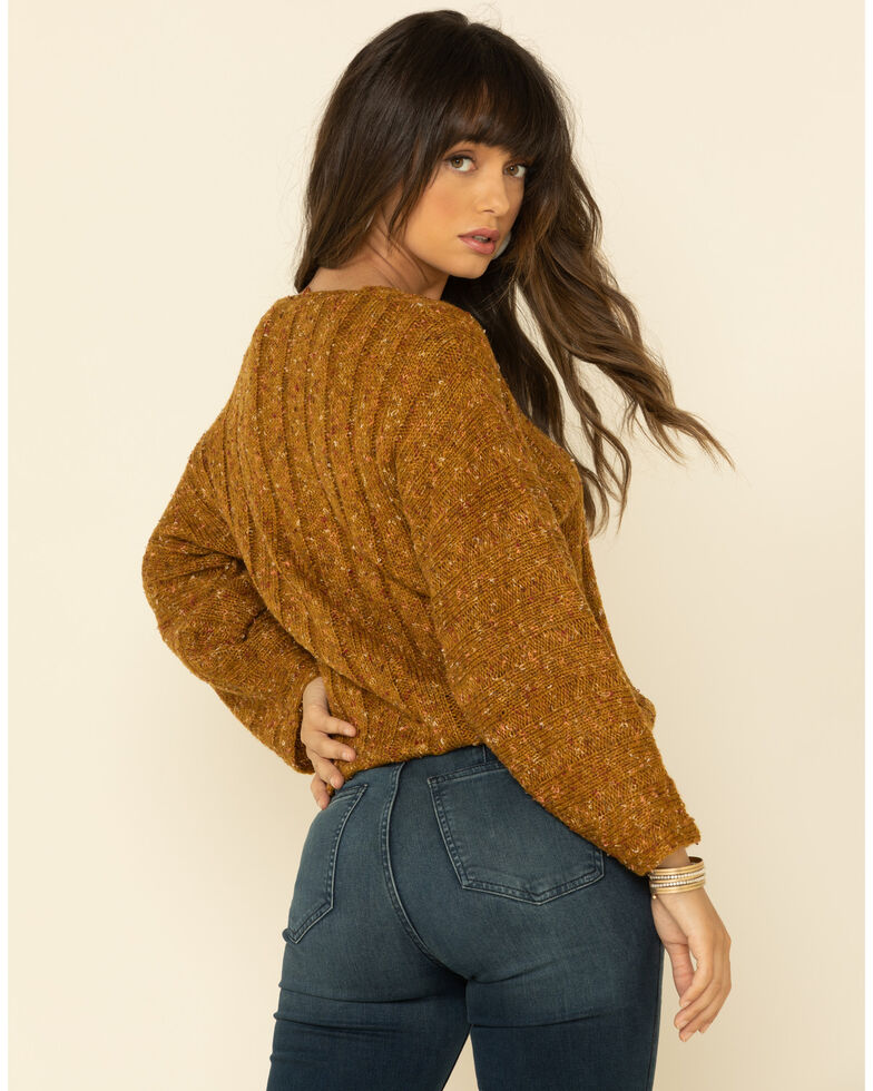 Mystree Women's Mustard Multi Tone Pullover Sweater , Dark Yellow, hi-res