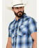 Image #2 - Pendleton Men's Frontier Plaid Print Short Sleeve Pearl Snap Western Shirt, Blue, hi-res