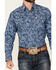 Image #3 - Ely Walker Men's Tonal Paisley Print Long Sleeve Snap Stretch Western Shirt - Big, Blue, hi-res