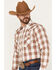 Image #2 - Ely Walker Men's Plaid Print Long Sleeve Pearl Snap Western Shirt , Brown, hi-res