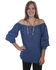 Scully Women's Cabbage Sleeve Off Shoulder Top , Blue, hi-res