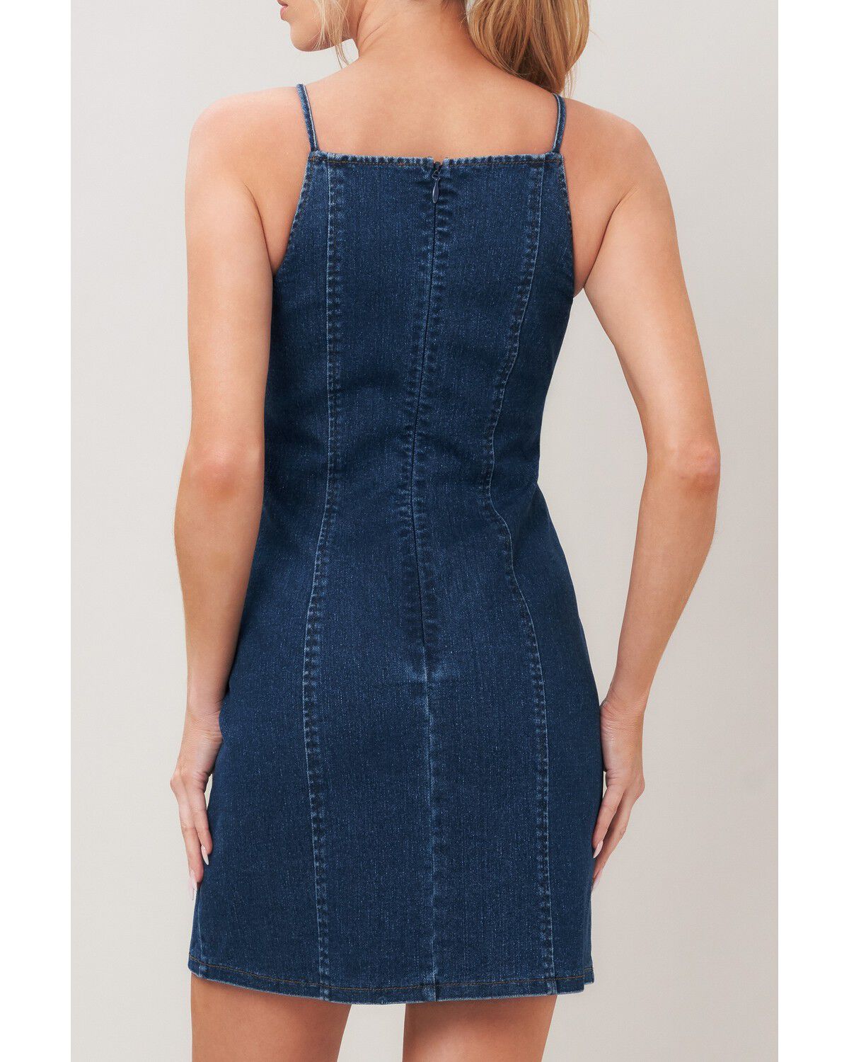 Image #4 - Flying Tomato Women's Second Skin Denim Mini Dress, Medium Wash, hi-res