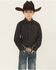 Image #1 - Roper Boys' Dotted Long Sleeve Snap Western Shirt, Black, hi-res