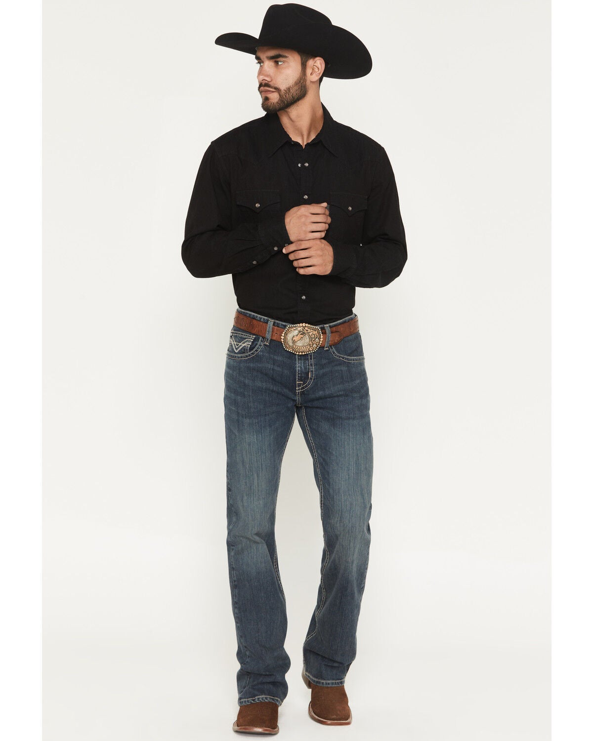 Rock & Roll Denim Men's Dark Wash Pistol Bootcut Reflex Stretch Denim Jeans, Dark Wash, hi-res