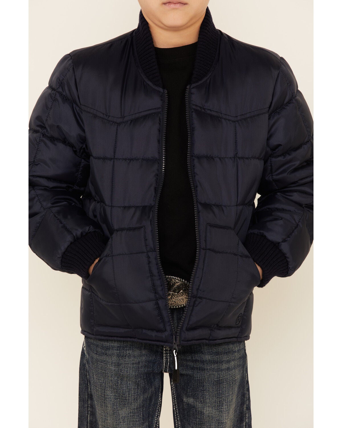 Image #3 - Roper Boys' Price Point Navy Poly Fill Zip-Front Jacket , , hi-res