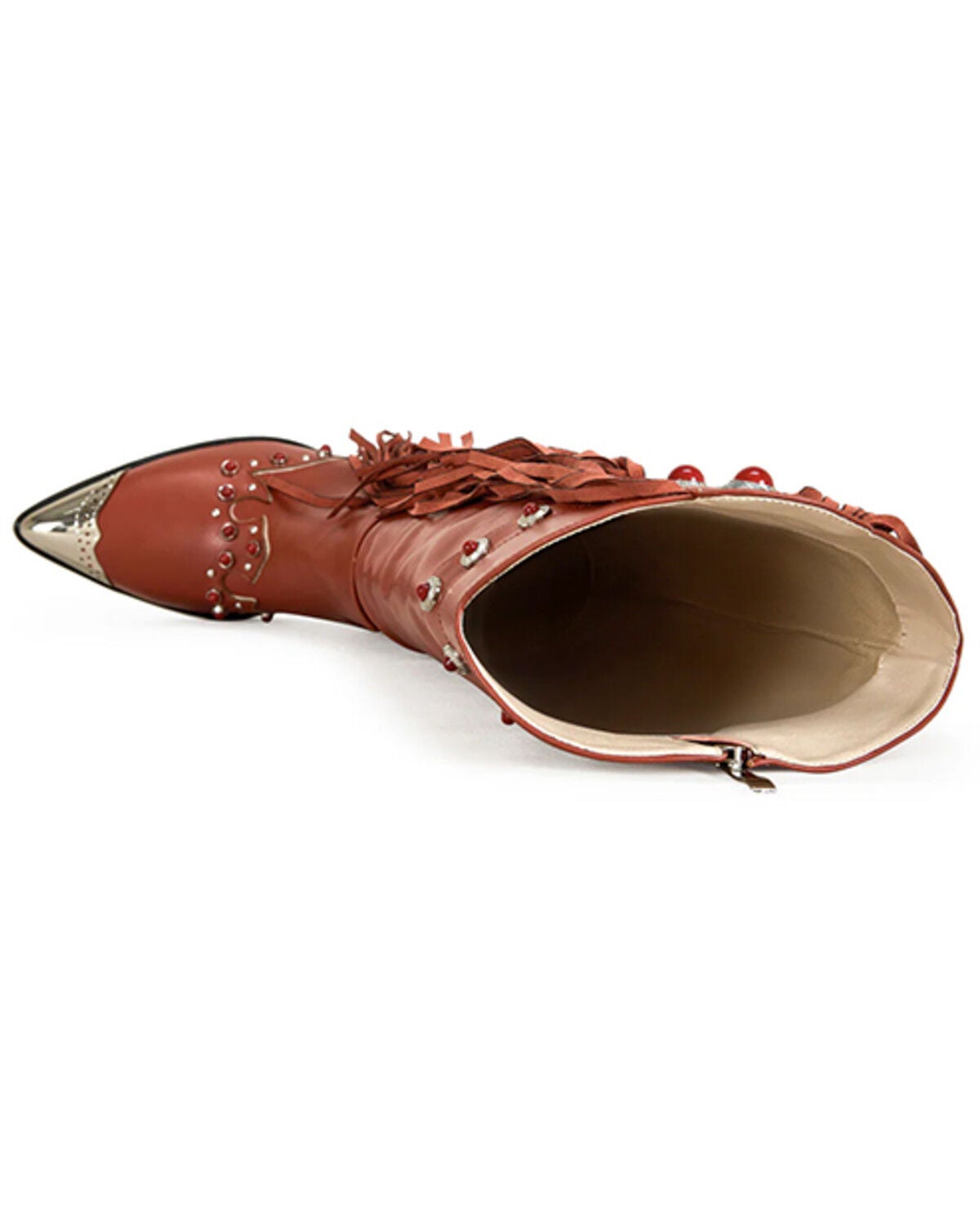 Image #4 - Azalea Wang Women's Pelagius Tall Fringe Western Boots - Round Toe, Red, hi-res