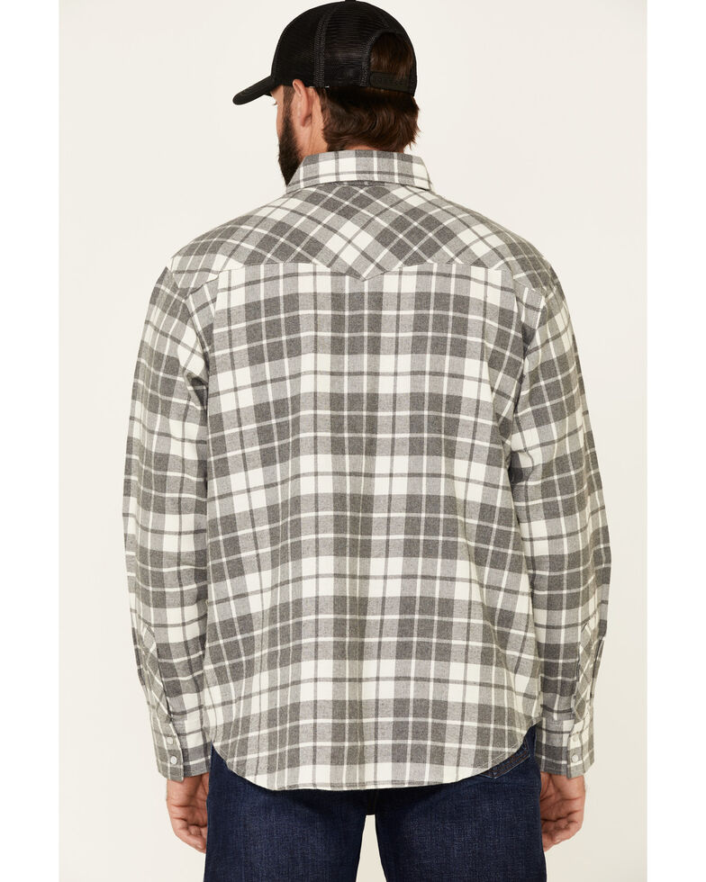 Cotton & Rye Outfitters Men's Grey Plaid Long Sleeve Western Flannel Shirt , Grey, hi-res