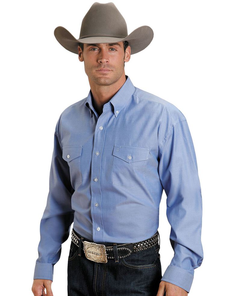 Stetson Solid Button Oxford Shirt, Blue, hi-res