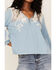 Image #3 - Roper Women's Denim Lace Embroidered Floral Peasant Top, Blue, hi-res