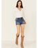 Rock & Roll Denim Women's Short Yoke Shorts, Blue, hi-res
